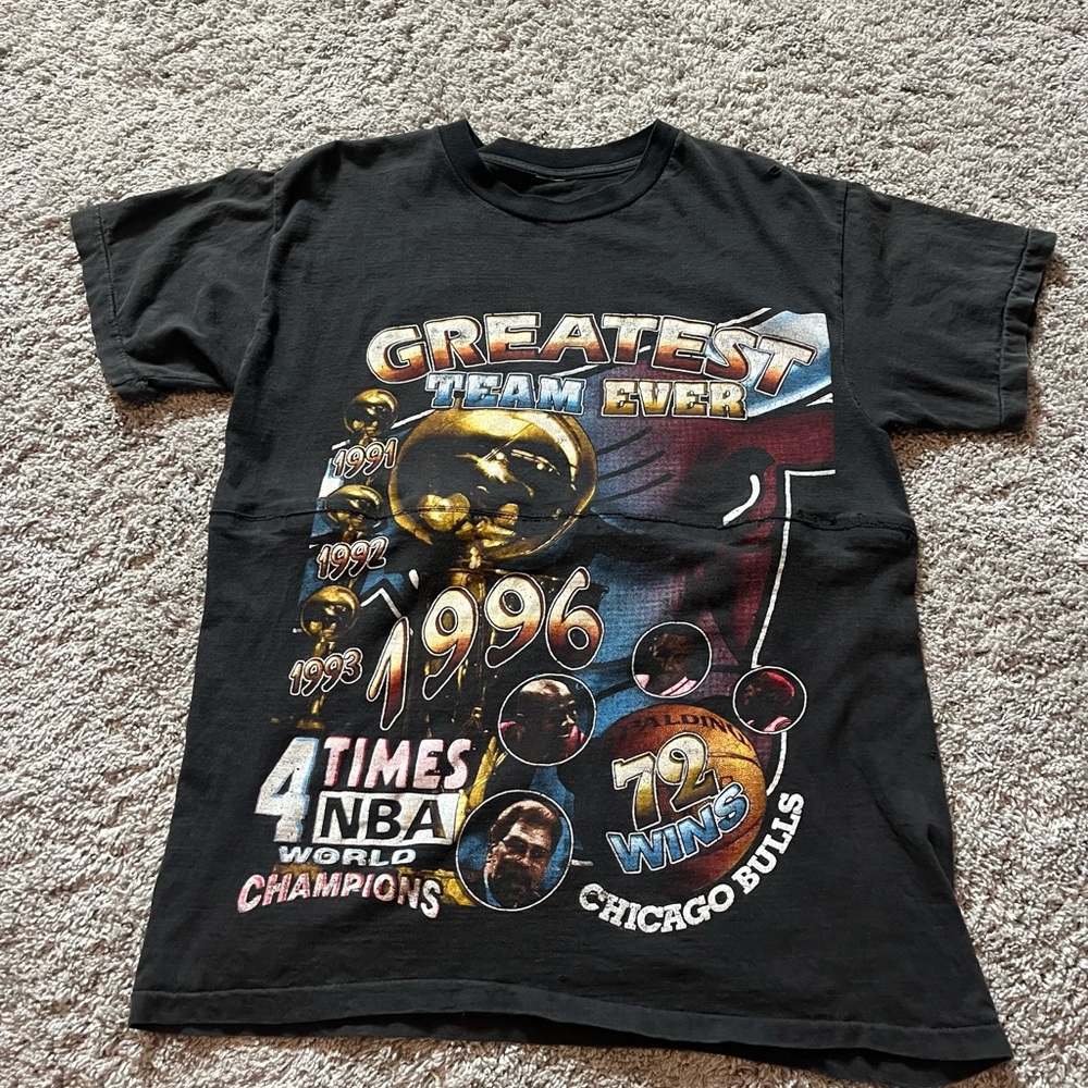 Vintage 1996 Chicago Bulls Rap T shirt XXL 72 wins Jordan Pippen Rodman R8